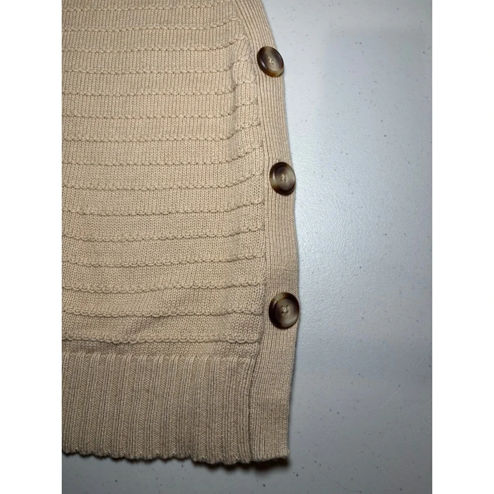 Chico's Beige Taupe Cotton Linen Sweater Vest 3‎ XL Side Button Layers Preppy